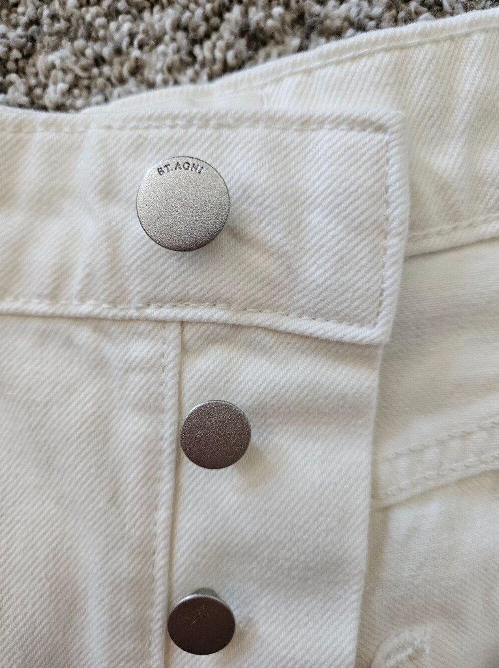 St. Agni Mid-Rise Balloon Jeans in White - Size 29 Rigid Organic Cotton Wide Leg - Picture 9 of 12